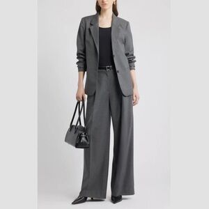 Halston Heritage Gray Wide Leg Pull on Pants